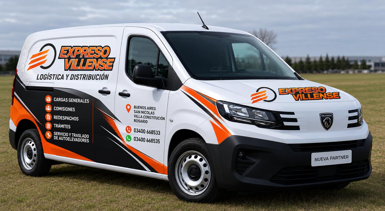 Vehículo de Expreso Villense con la identidad de la empresa